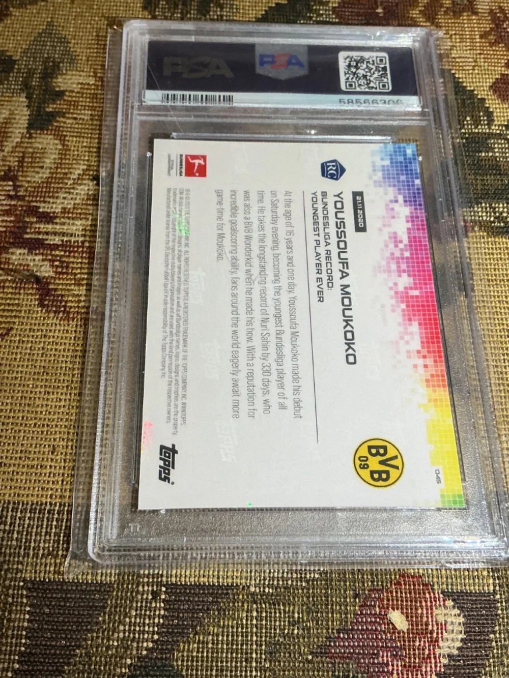 2020-21 Topps Now Bundesliga Youssoufa Moukoko 045 rookie card graded PSA 10